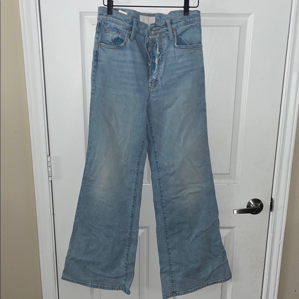 MOTHER Sky Blue Wide Leg Jeans